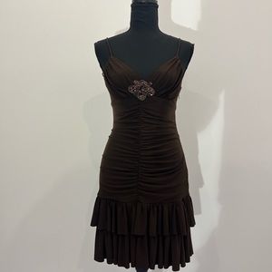 Jessica mcclintock vintagr flowy brown dress 🤎